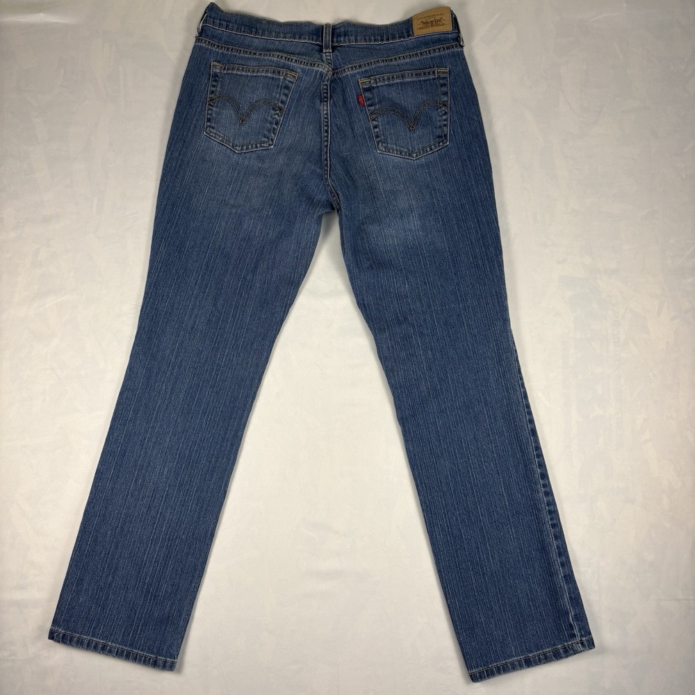 Levi's 505 Straight Leg Jeans Womens 12 Medium 34x29.5 Medium Wash Stretch - Picture 2 of 9